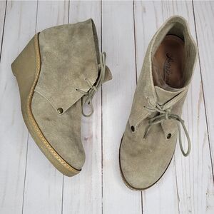 Lucky Brand Shylow Taupe Suede Wedge Booties